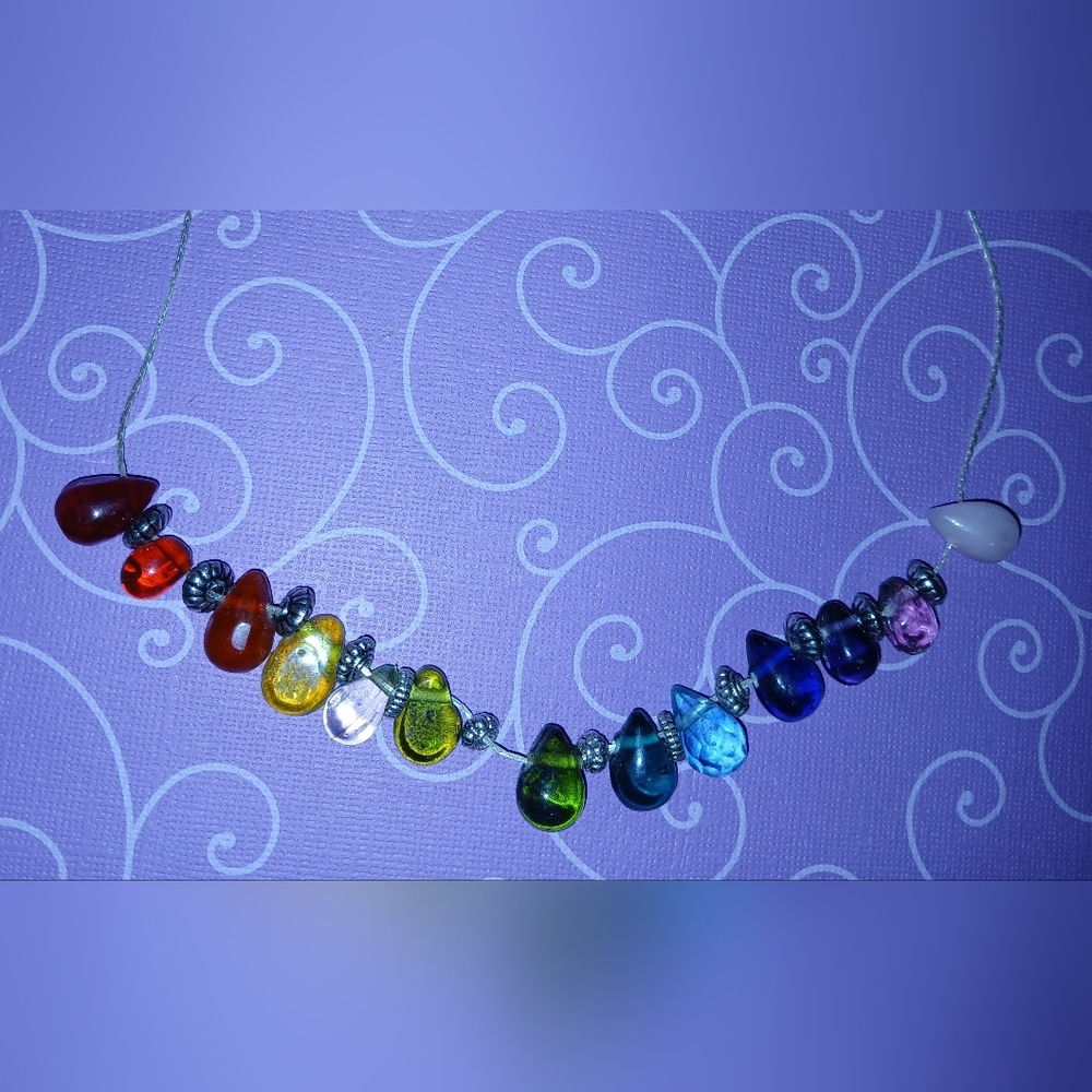 Hand Crafted Multicolor Teardrop Necklace